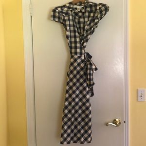 Diane von Furstenberg Gingham Silk Wrap Dress